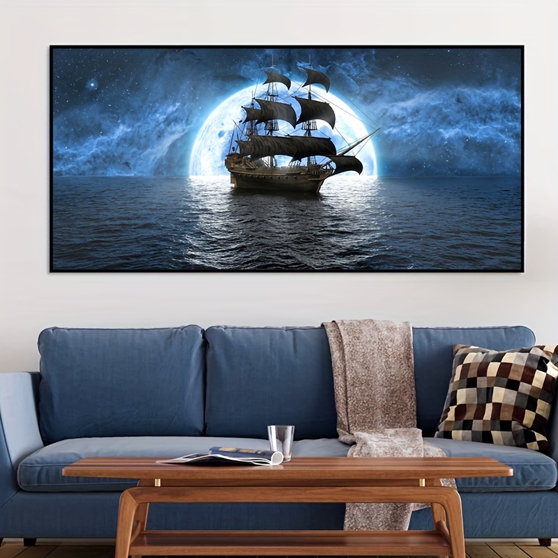 Modern Home Artwork Wall Decor Pirate ship Oil Painting Printed on canvas  II