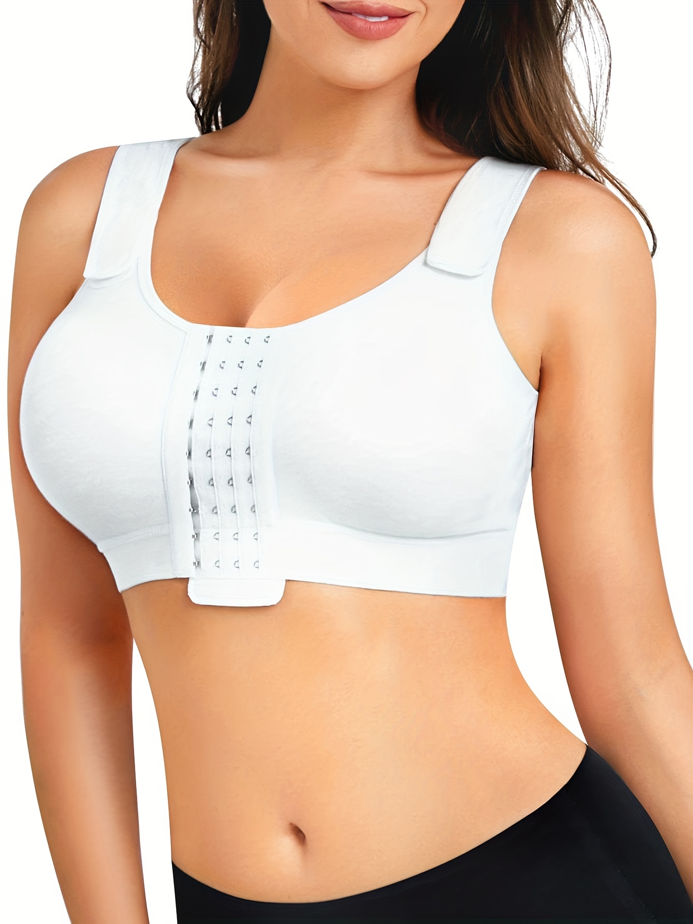 TECOX Zip Up Front Closure Sports Bras for Women Compression Post Surgery  High Impact Cross Back Padded Wireless Bra