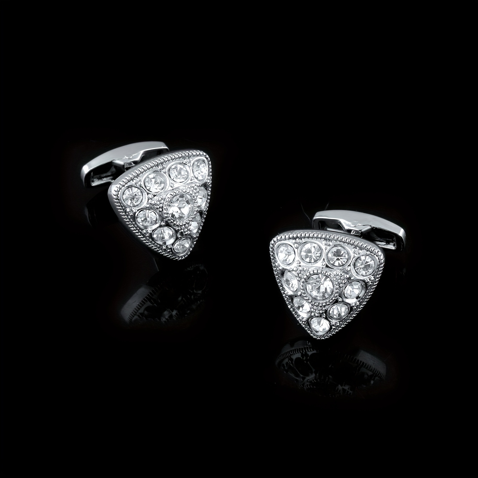 2pcs Triangle Crystal Cufflinks Closure Buckle For Men