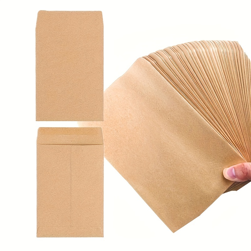 

100pcs Kraft Paper Pouch, Kraft Paper Self-adhesive Envelope, Suitable For Coin, Seed, Mini Parts, Small Items, Stamps Storage