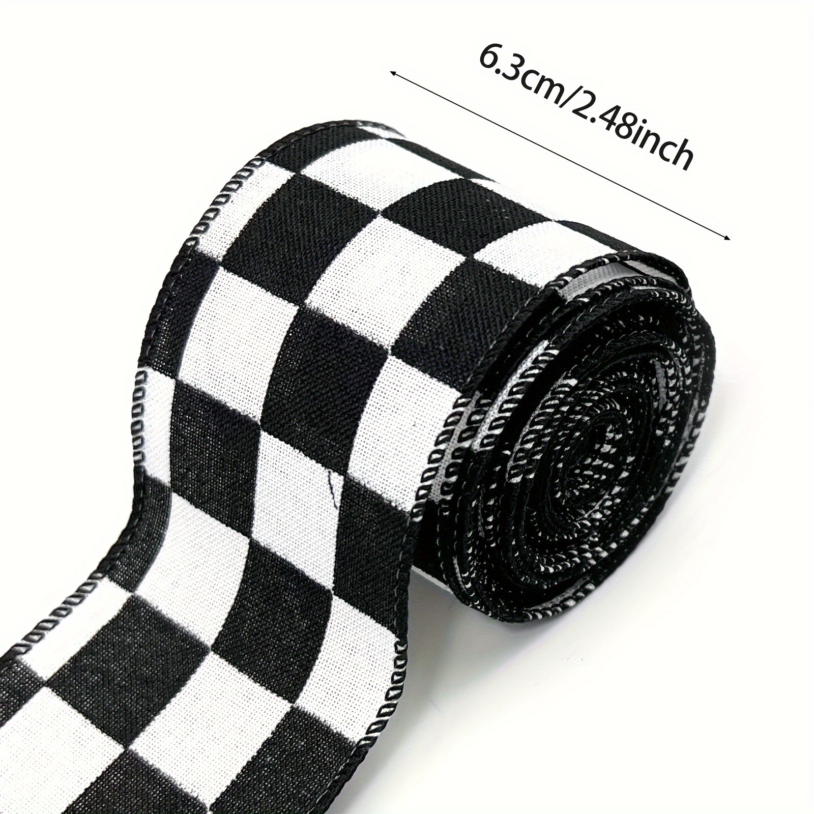 6 Rolls/30 Yard Black and White Grosgrain Checkered Ribbons Printed Buffalo  Plaid Check Wrapping Ribbon for Christmas Tree Bow Crafts Racing Car Party