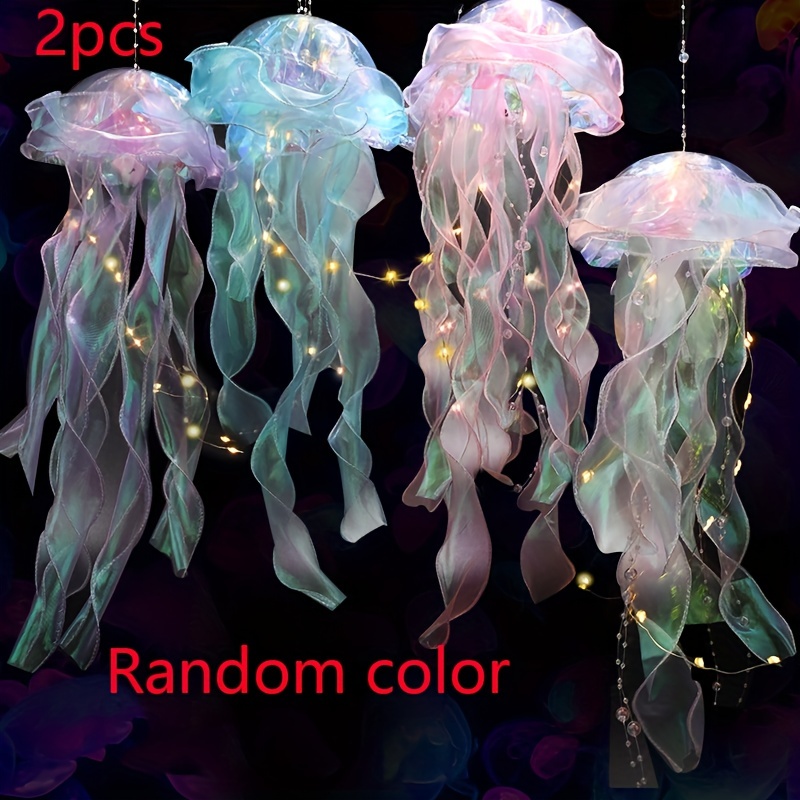 Colorful Jellyfish Lamp Glitter Rainbow Hanging Jellyfish - Temu