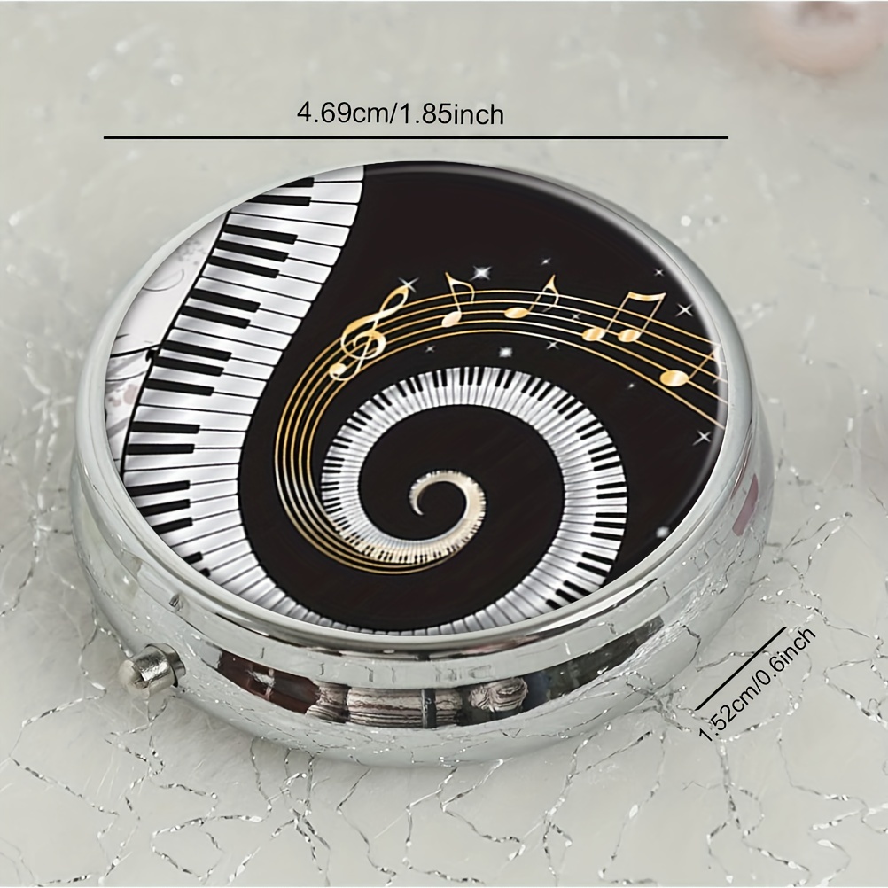 1pc Scatola Rotonda Per Pillole Con Chiavi A Spirale Per Pianoforte, Mini  Portapillole Decorativo Da Tasca Con 3 Scomparti, Organizer Portatile Per