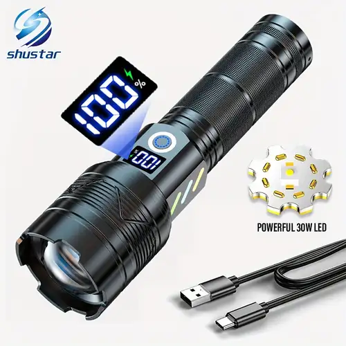 Led P50 Powerful Led Flashlight Usb Rechargeable Zoom Led Torch For Hunting Camping  Fishing - Sports & Outdoors - Temu Portugal