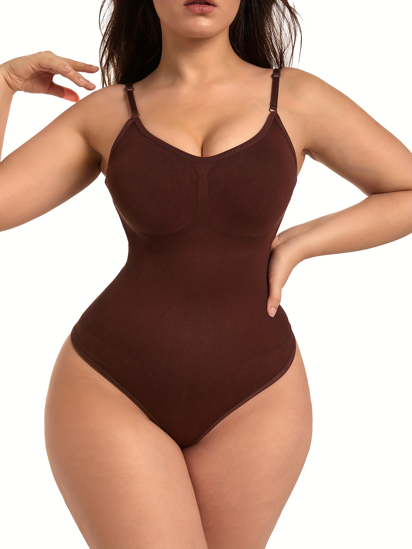 Seamless Solid Shaping Bodysuit Tummy Control Slimming Thong - Temu