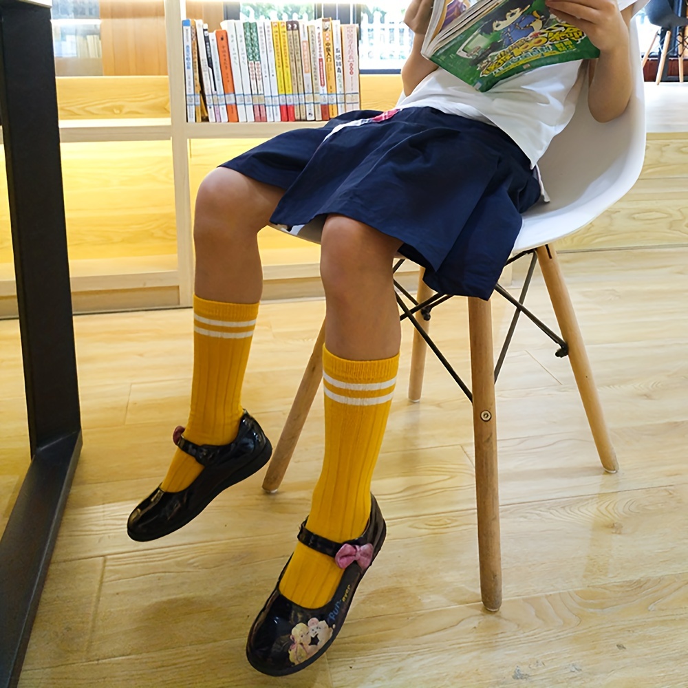 Girls striped knee clearance socks