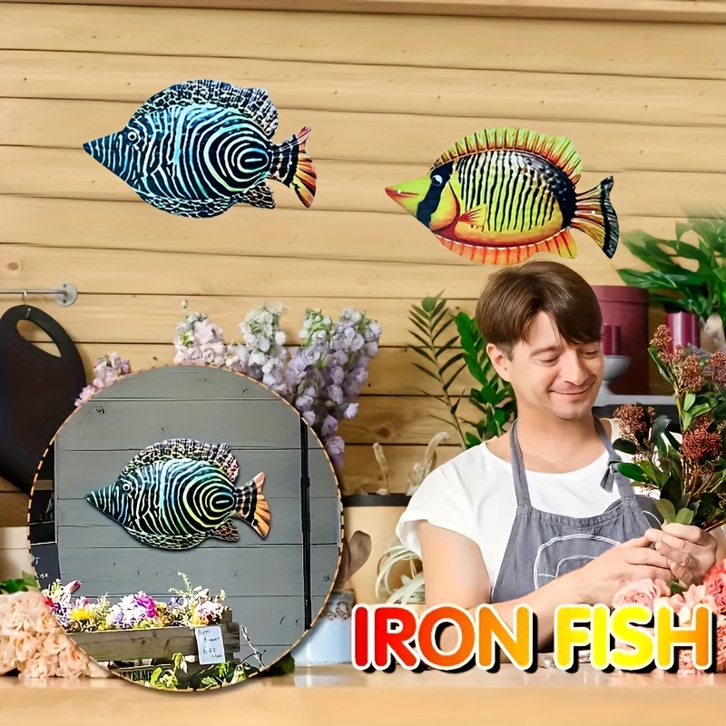3D Metal Wall Art Decoration Hollow Out Fish Silhouette Sculpture