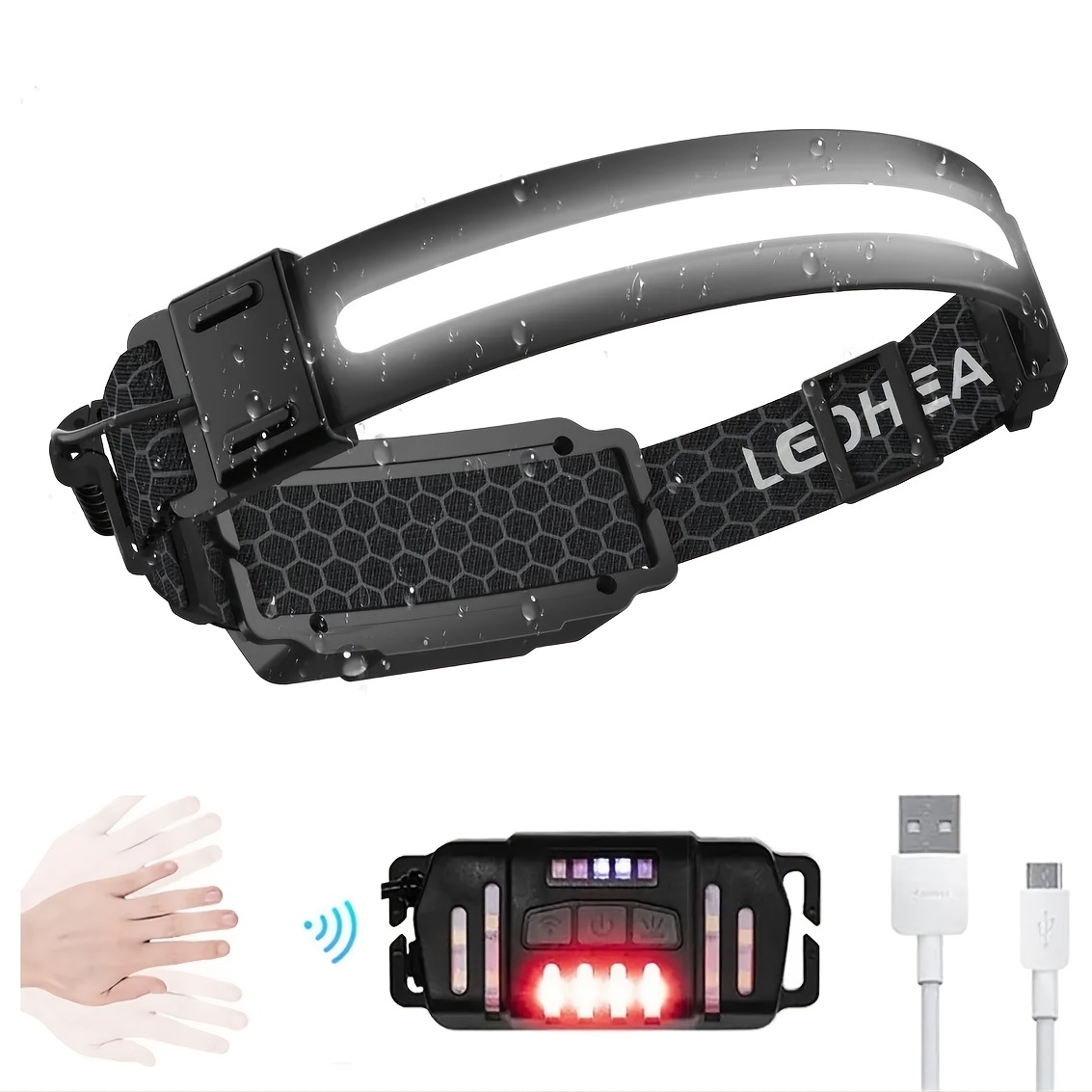 Led Headlamp 230 Wide Beam Headlight Modes Motion Sensor Head Lamp  Headlamp With Red Taillight Lightweight Waterproof Rechargeable Headlamp  For Camping Running Emergency Shop On Temu And start Saving Temu
