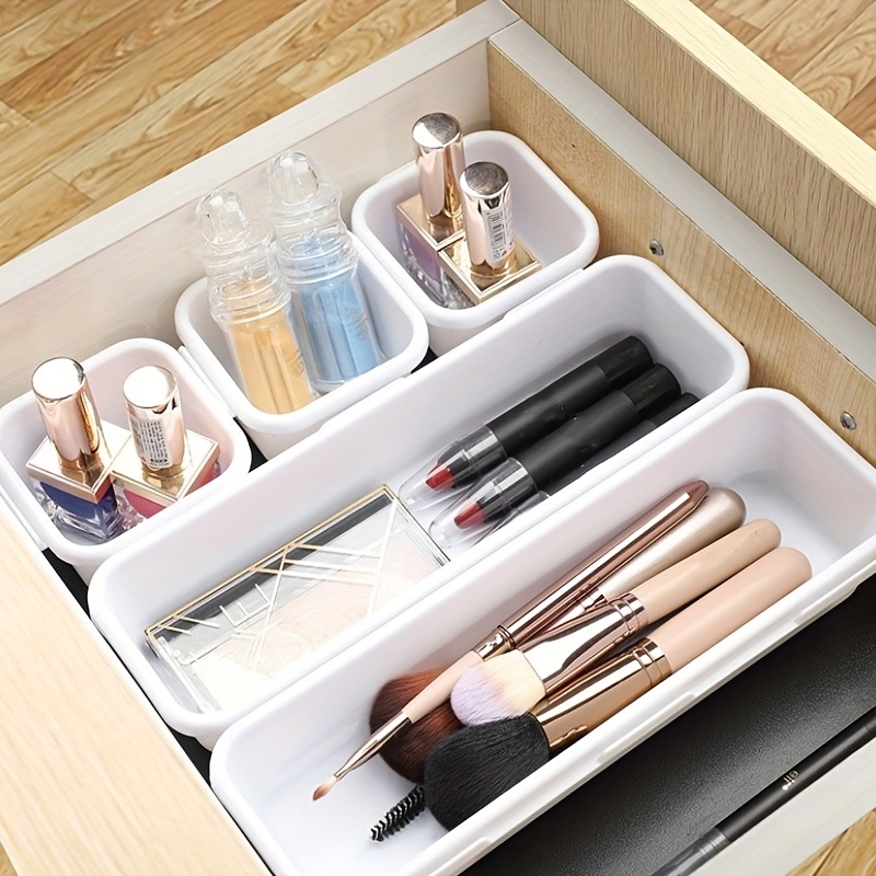 Interlocking Desk Drawer Organizer Tray Dividers Plastic Shallow Narrow  Drawers Organizers Separators Storage Bins Container For Bathroom Makeup  Office Vanity Bedroom Dresser Desk Storage Organization - Temu