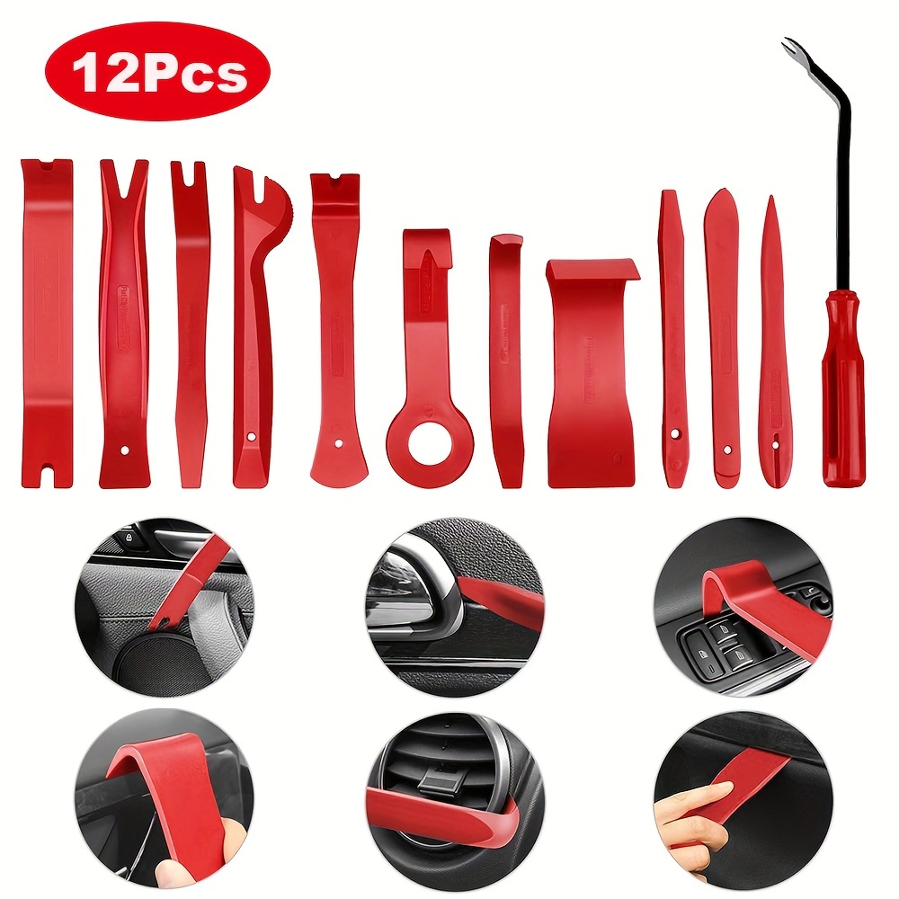 12pcs Auto Trim Removal Tool Set Pry Tools Kit, Door Panel Removal Tool,  Fasteners Remover, Automotive Hook Set