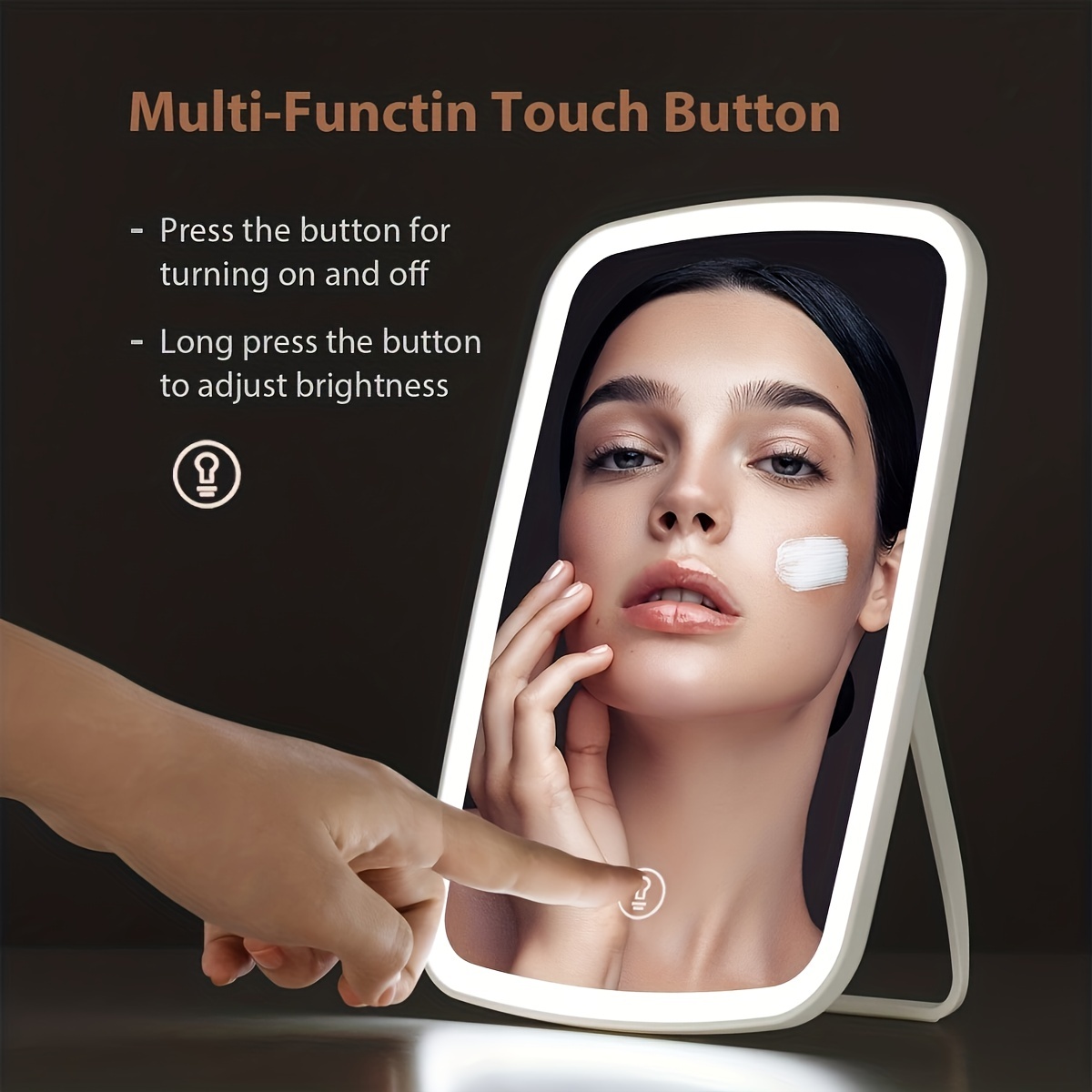 1pc Portable Makeup Mirror Led Desktop Mirror Touch Makeup - Temu
