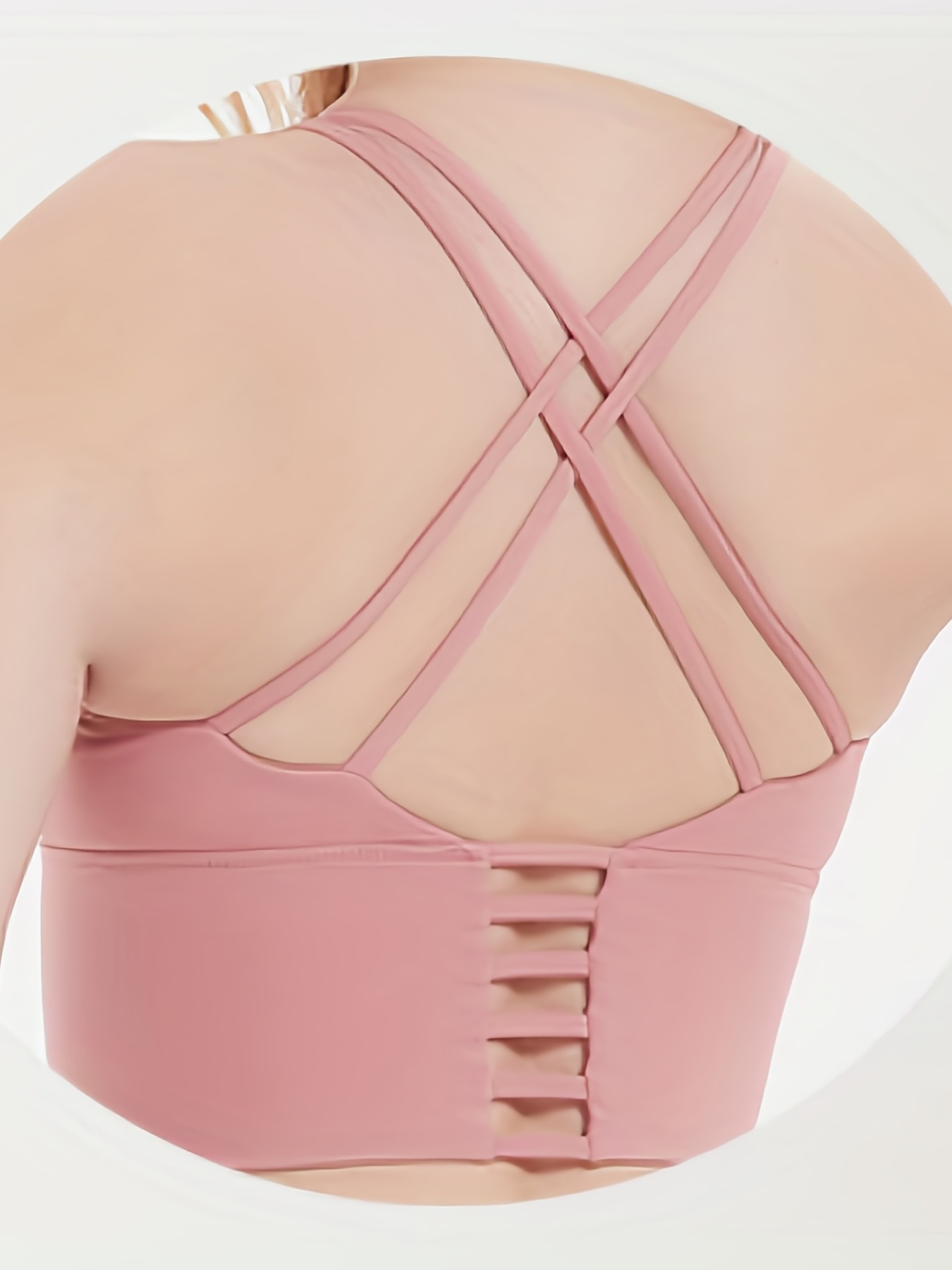Cross Back Halter Light Pink Sports Bra Sexy Fitness Vest For