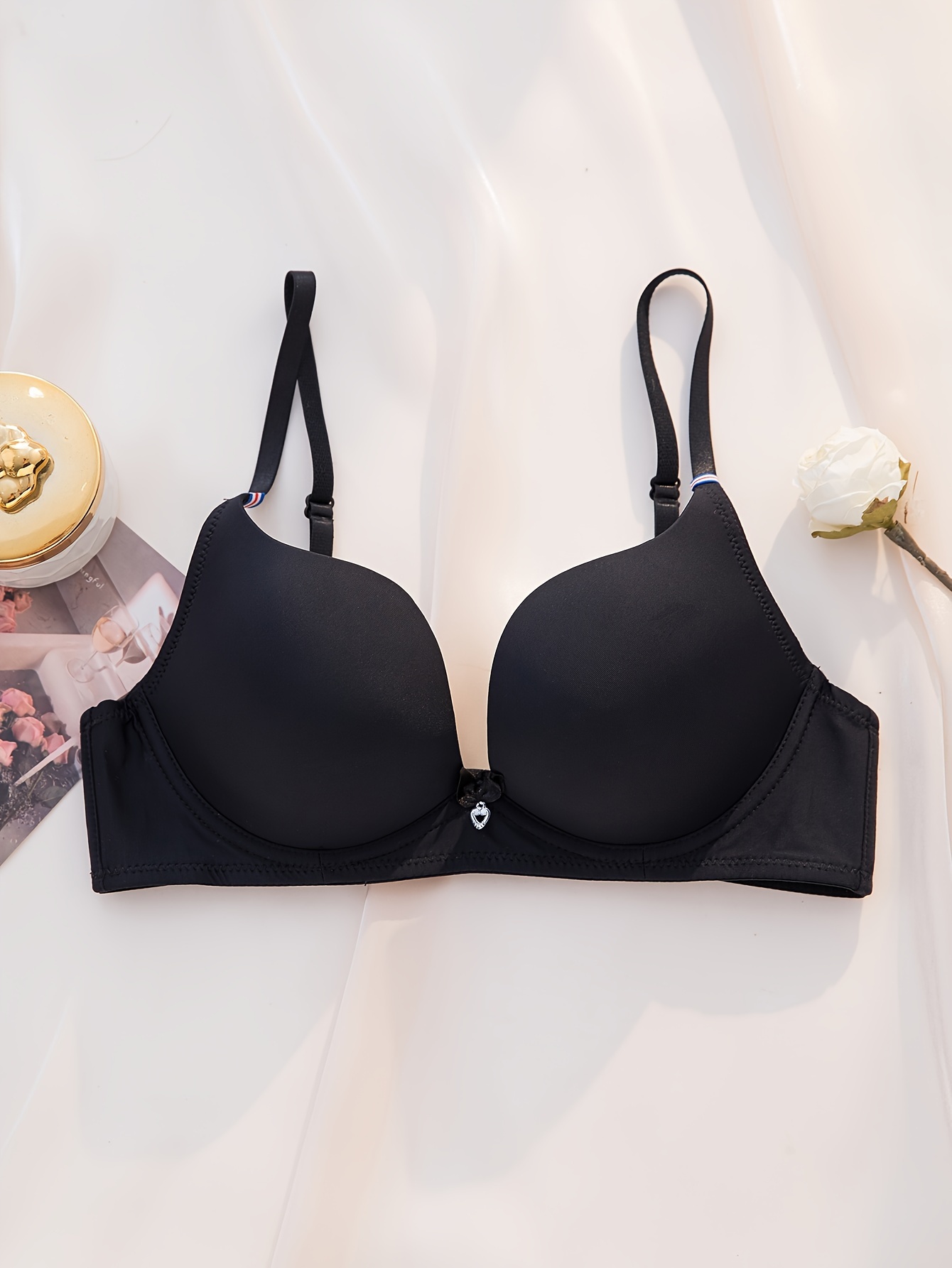 Simple Solid Push Bra Comfy Seamless Front Buckle Plunge Bra - Temu