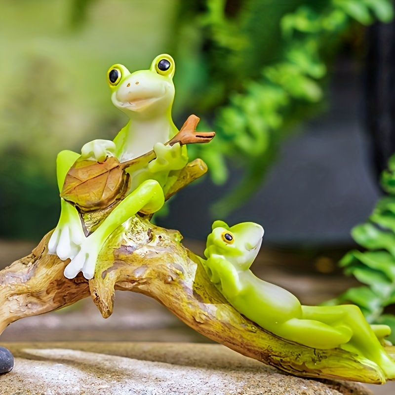 Garden Frog Statue Figurines Lovely Animal Frog Sitting Sculpture