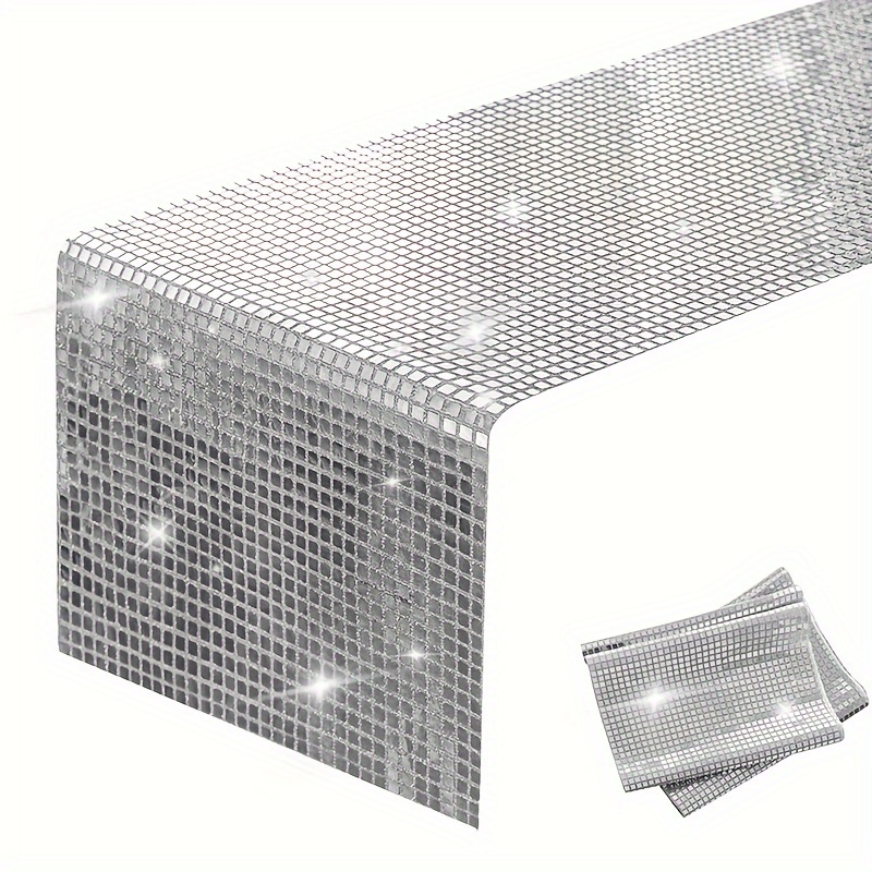 Image of 2pc 7080s Disco Sequin Table Flag Made Of Polyester Fiber, Used For Weddings, Parties, And Festivals, 33cmx180cm