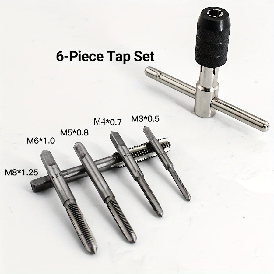 6pcs tap drill wrench set m3 m8 screwdriver tap holder for thread metric plug taps screw taps hand tool for tapping threading