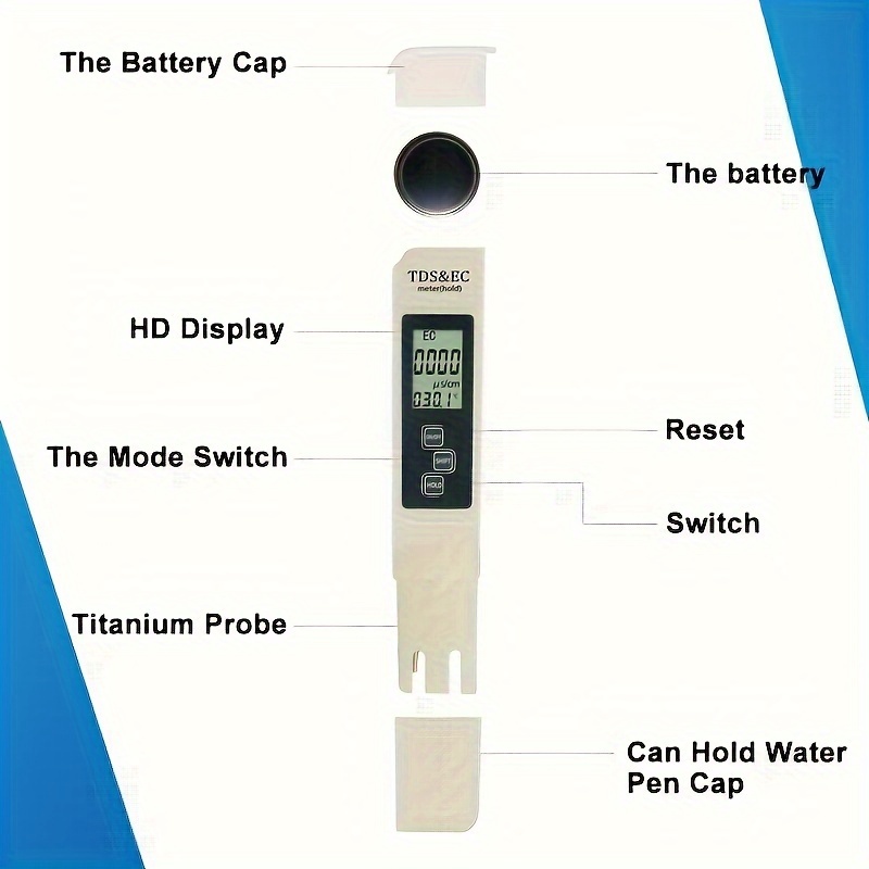 Testeur De Qualité De L'eau Numérique TDS EC Plage 0-9990 Multifonctionnel  Thermomètre Pour La Pureté De L'eau Testeur TEMP PPM - Temu Canada