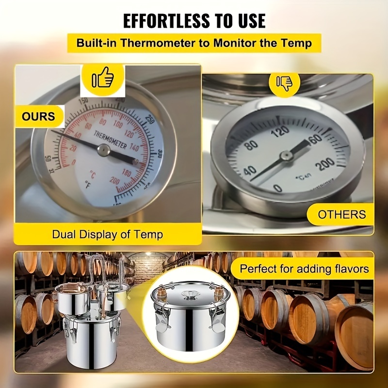 Kit de fabrication de vin domestique 12 L en acier inoxydable distillateur  d'alcool distillateur d'alcool distillateur d'alcool avec thermonmètre