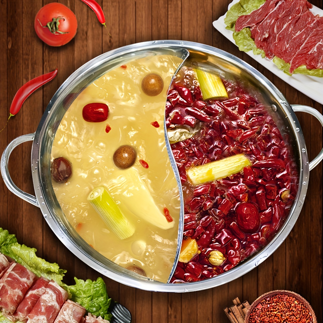 Stainless Steel Hot Pot With Divider Chinese Sichuan Hotpot - Temu
