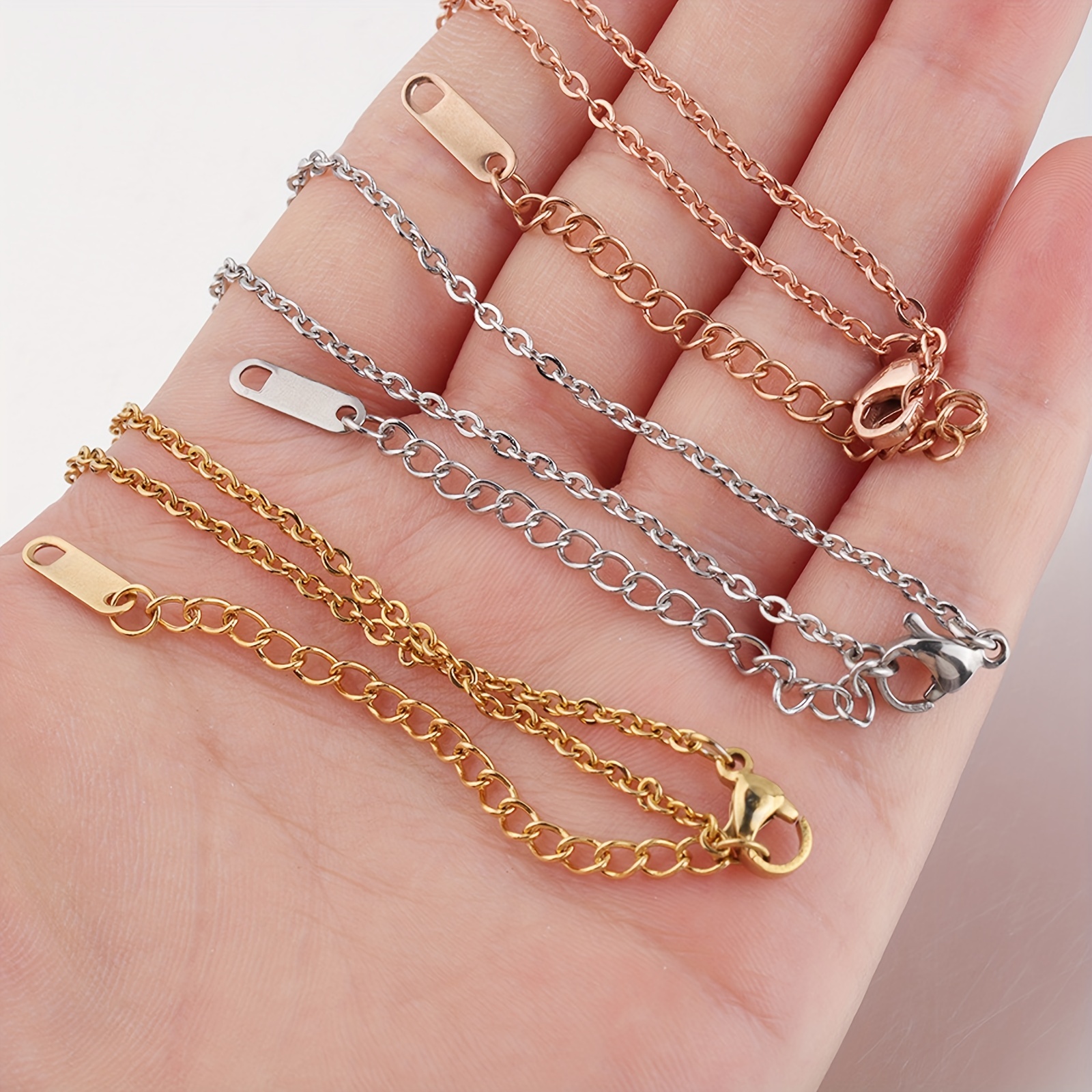 

5pcs/pack, 3 Colors, Stainless Steel Bracelet Adjustable Chains, Versatile Jewelry Accessories