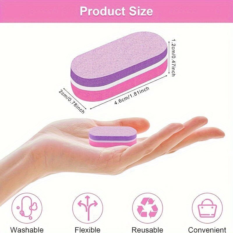 80pcs Mini Nail Buffers, 100/180 Grit Sponge Files for Acrylic Nails