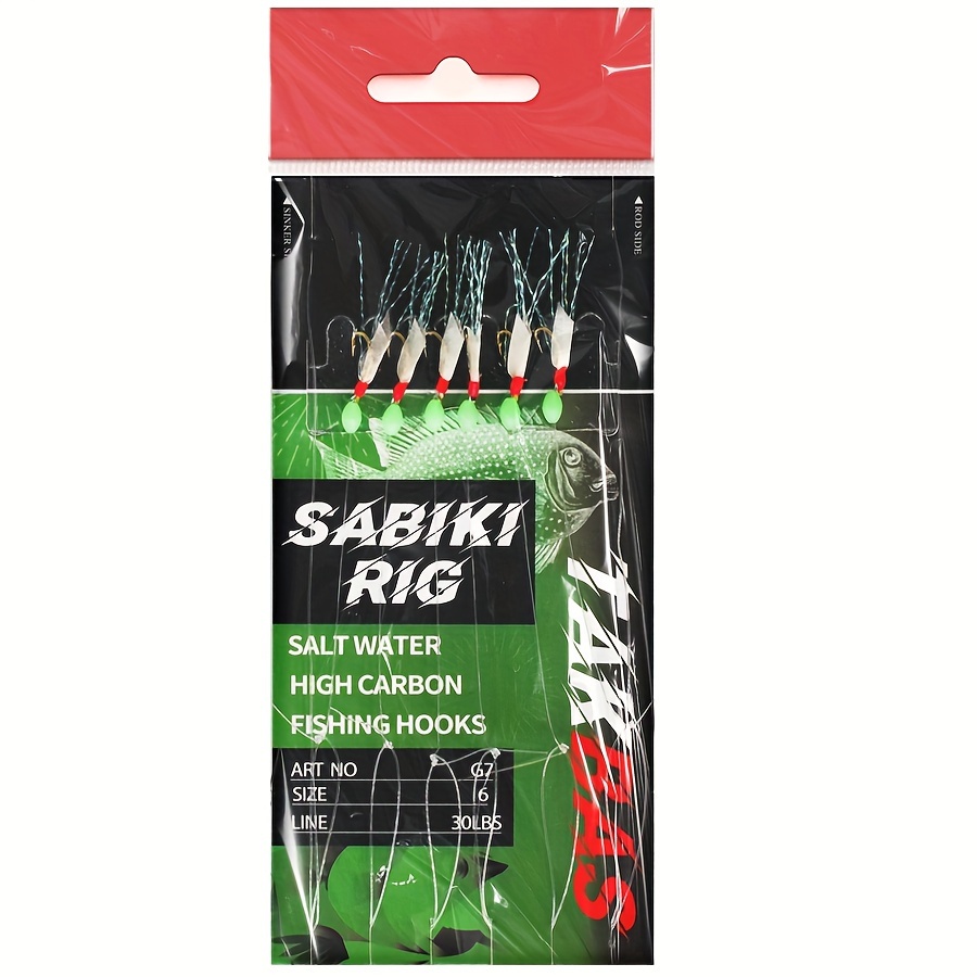 3 to 100 Packs Size 6 Sabiki Bait Rigs 6 Hooks Saltwater Fishing Lures -417