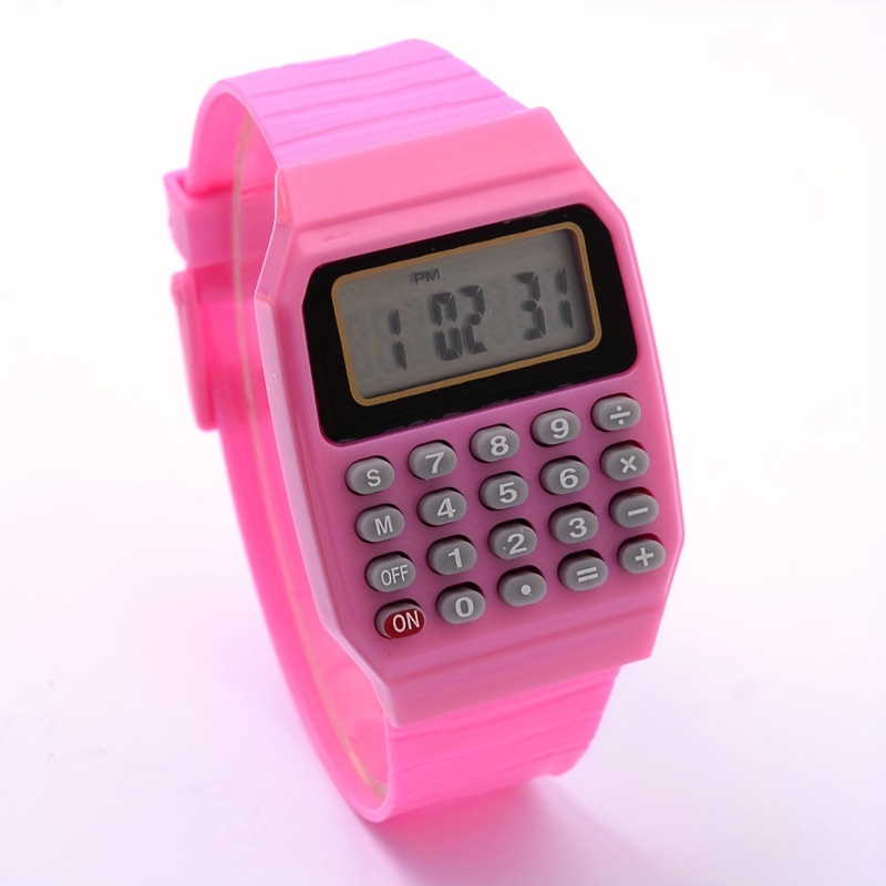 Kids Calculator Watch LCD Clock Unisex Silicone Date Time Electronic Wrist Watch