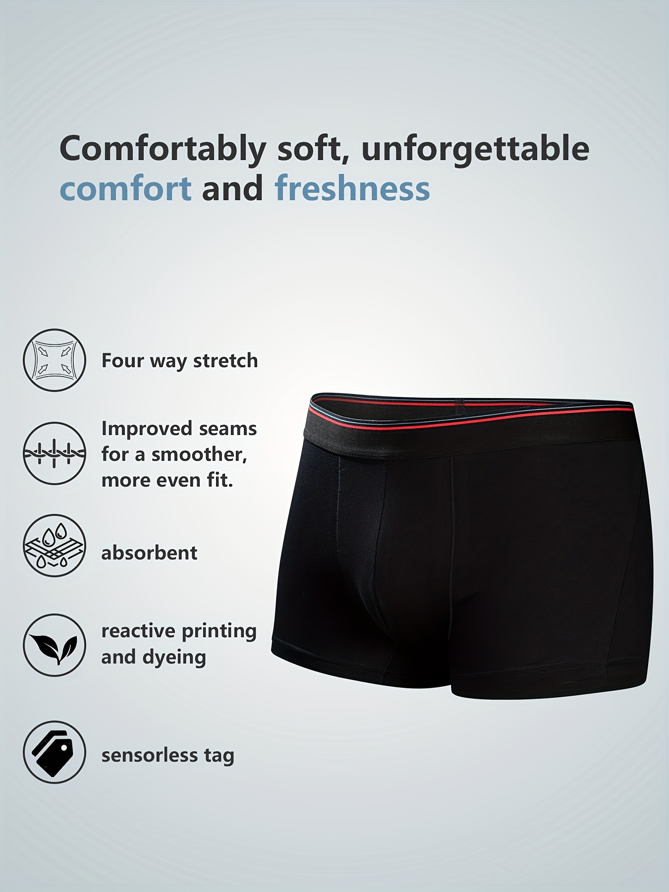 Men's Classic Black Boxer Brief Underwear with Pouch