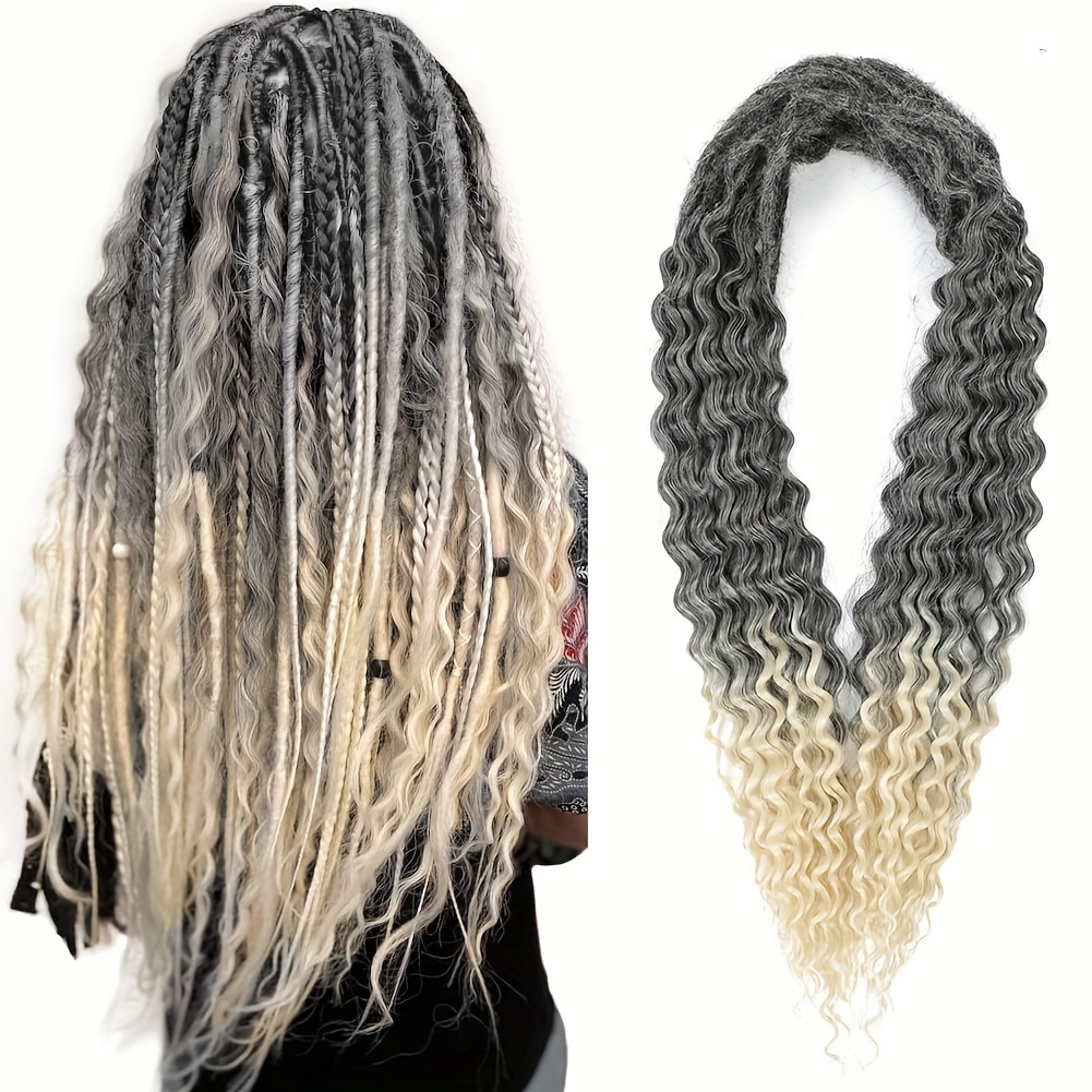 24 inch de Dreadlock Extensions Curly Synthetic Wavy Double Ended Dreads 10 Strands Handmade Crochet Dreads Soft LOC Extensions for Women,Temu