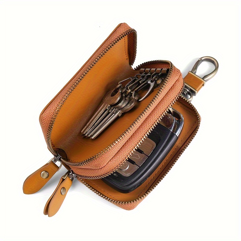 Porte-clés de voiture intelligent en cuir unisexe, dossier solide,  portefeuille en forme de sac à