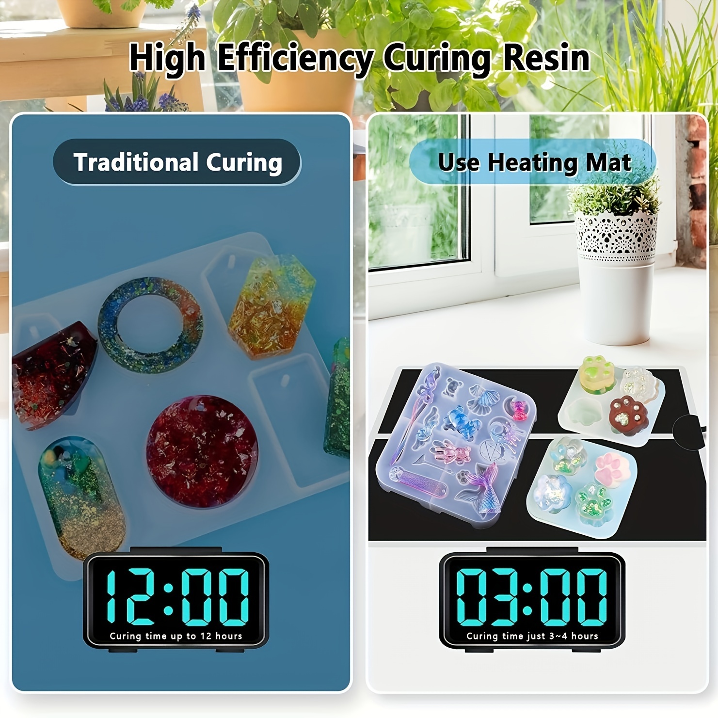  Resin Heating Mat with Timer, Resin Molds Heating Pad