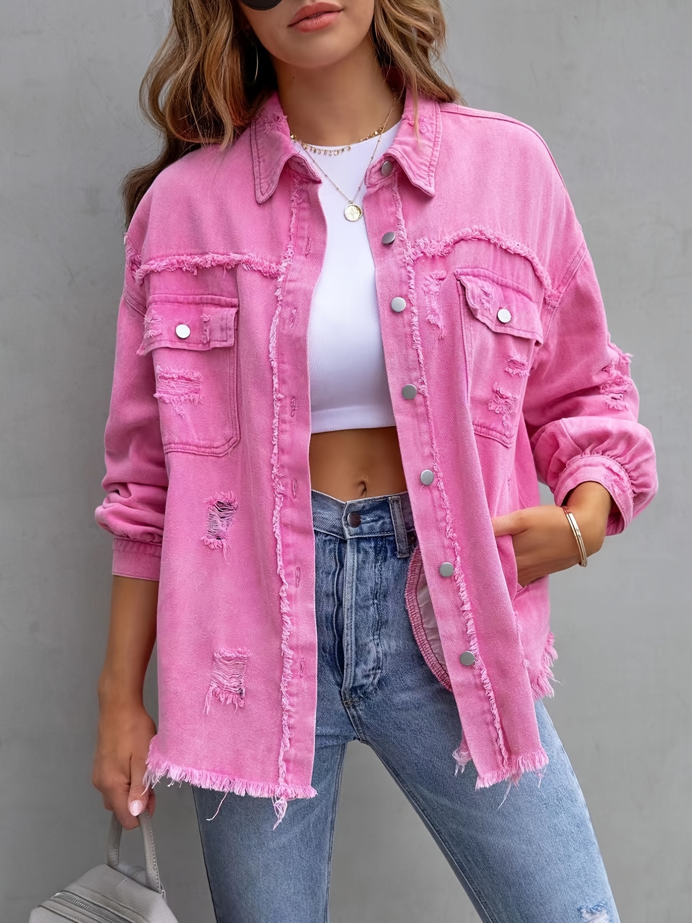 pink womens denim jacket