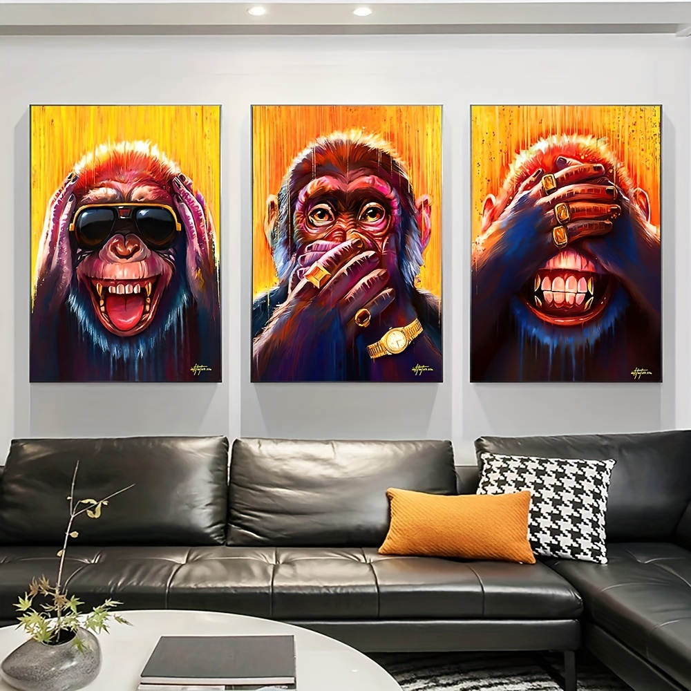 Macacos Engraçados Pinturas Em Tela De Grafite Na Parede Pôsteres E  Impressões Animais Modernos Arte Da Parede Fotos Em Tela Crianças Decoração  Do Quarto De $138,77