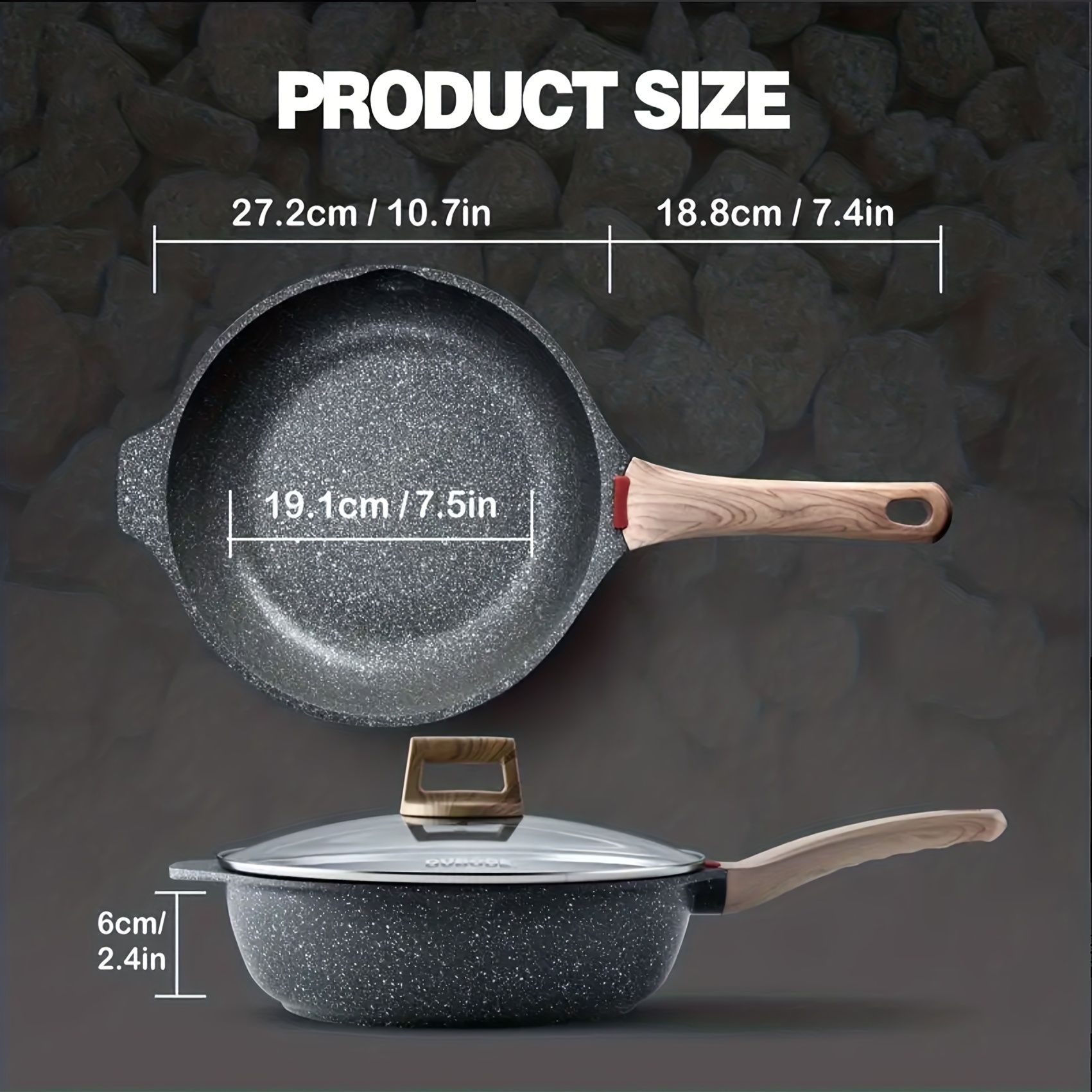 CAROTE Nonstick Frying Pan Skillet,Non Stick Granite Fry Pan Egg Pan Omelet  Pans, Stone Cookware Chef's Pan, PFOA Free,Induction Compatible(Classic