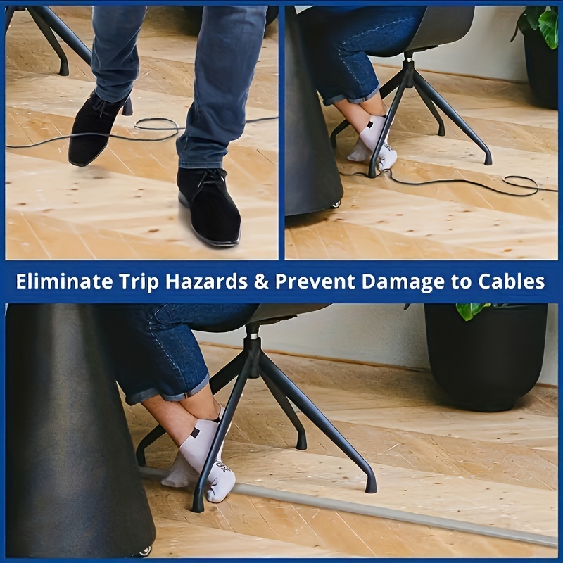 4FT Cord Cover Floor, Grey Cord Hider Floor, Extension Cable Cover Power  Cord Protector Floor, Cable Management Hide Cords on Floor- Soft PVC Wire