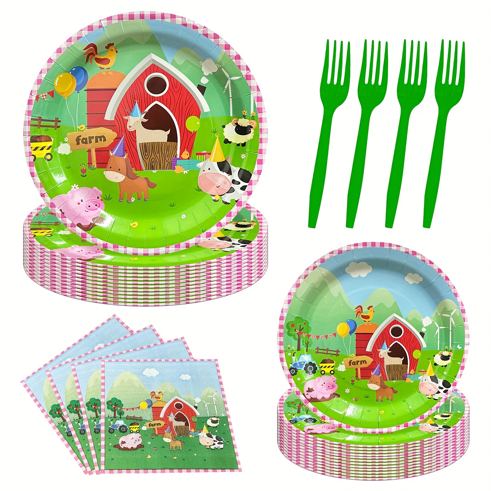  24 Reusable Farm Animal Plastic Straws Chicken Sheep Horse Cow  Pig for Barnyard Farm Birthday Party Supplies Gift Favors with 2 Cleaning  Brushes : Health & Household