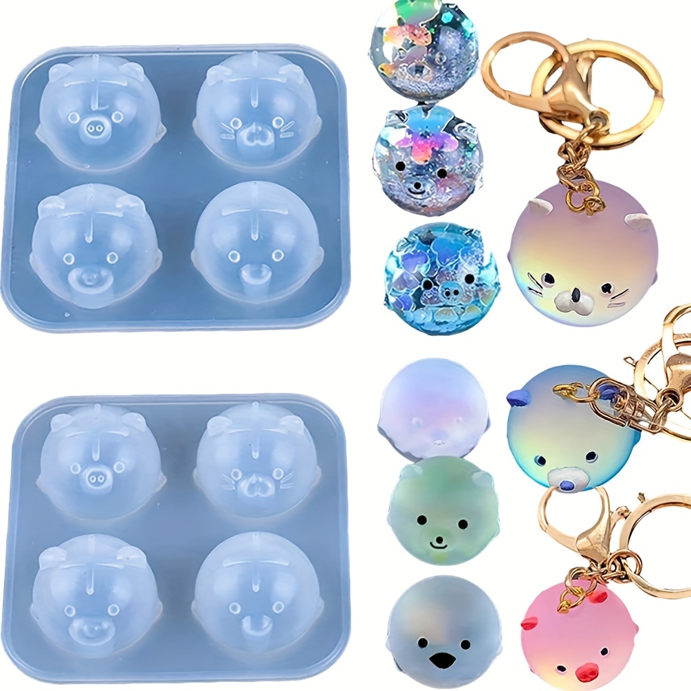 2pcs Silicone Resin Molds For Jewelry Keychain Pendent Necklace, Cute  Animal Series Piglet Chicken Bear Shape Ornaments Pendant Casting Molds For  UV R