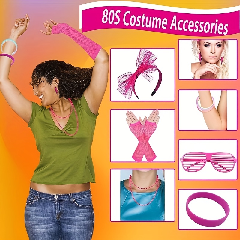 Conjunto Accesorios Años 80 Chicas Ropa Vintage Encaje Gafas - Temu Mexico