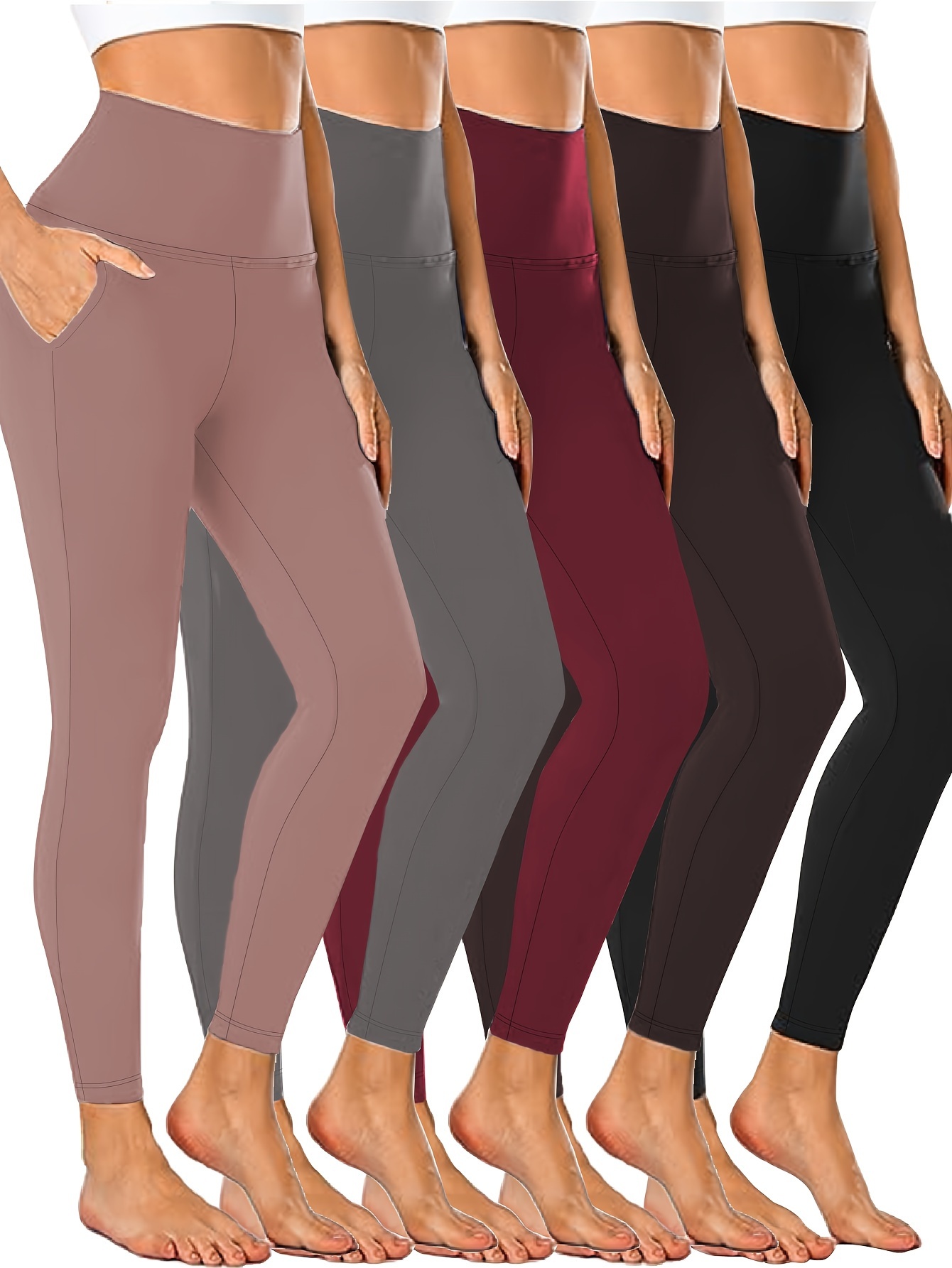 Black Full length Leggings 5 Pack, Women