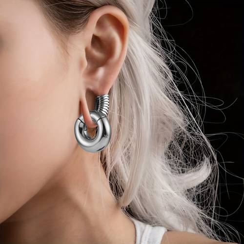 1pc chunky hoop ear weights stainless steel ear gauges earrings ear plugs for stretched earlobe body jewelry