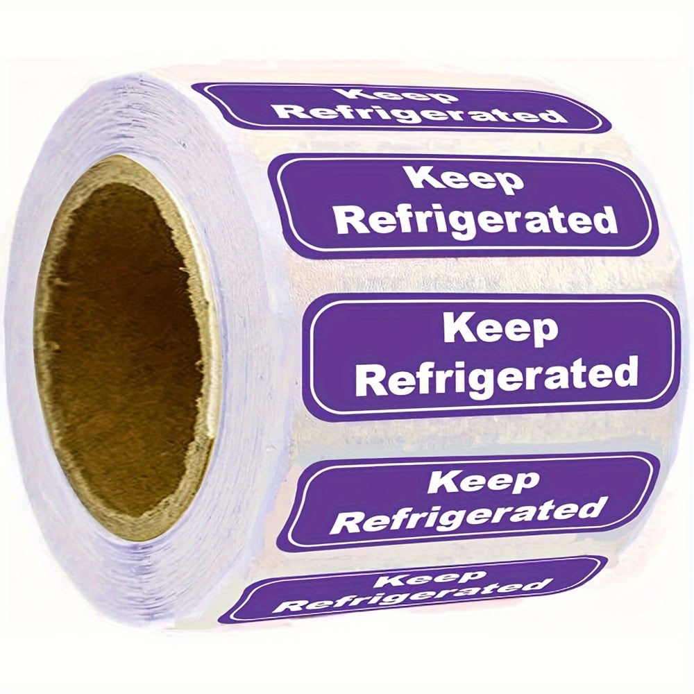 

500pcs/roll Keep Refrigerated Stickers, Waterproof 0.5 X 1.5 Inch Purple Refrigerated Stickers, Shipping Labels Cold Food Packaging Warning Labels, Adhesive Labels