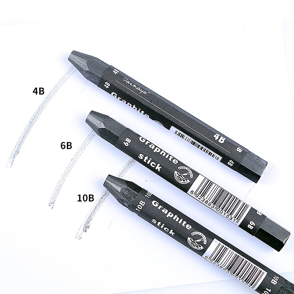 dainayw Graphite Stick Set - Water Soluble - 4B 6B 10B, Art Drawing  Supplies for Sketch & Shading Pencils, Artist Sketching - 3 Pcs