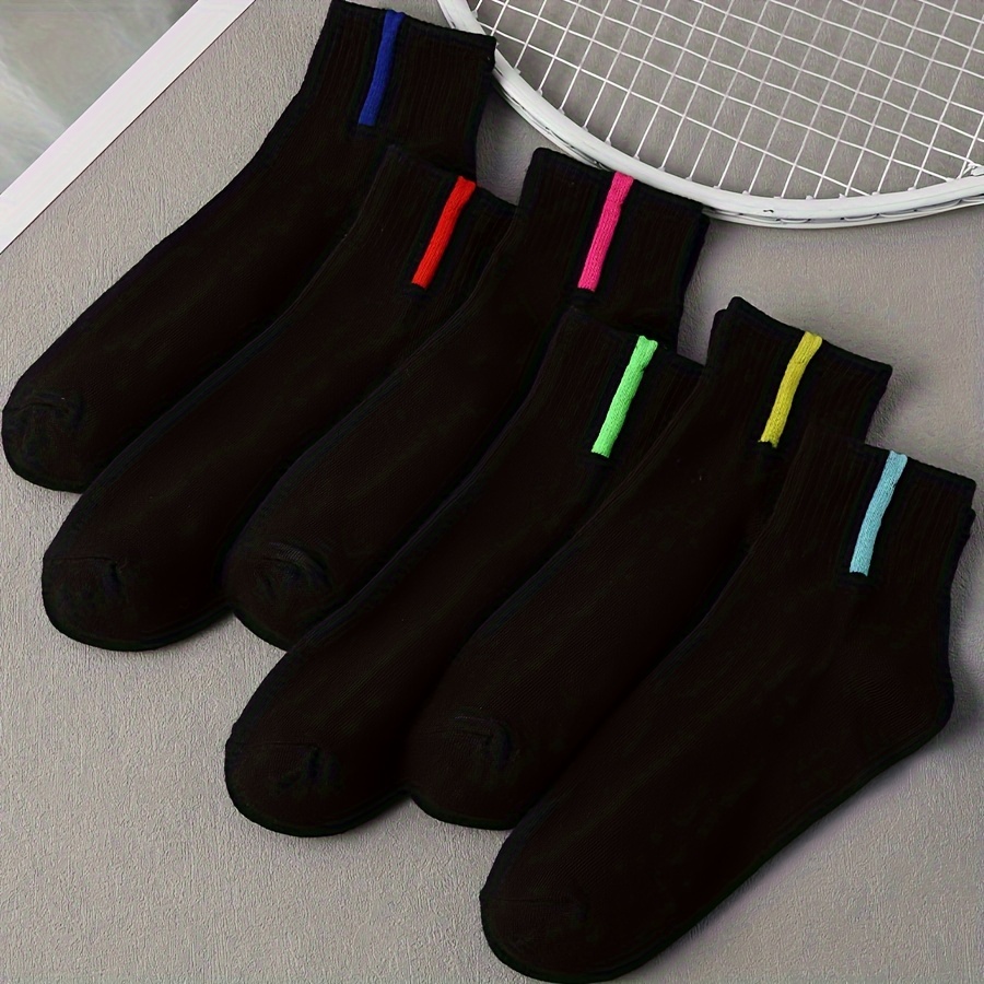 

6 Pairs Colorblock Striped Socks, Comfy & Breathable Crew Socks, Women's Stockings & Hosiery