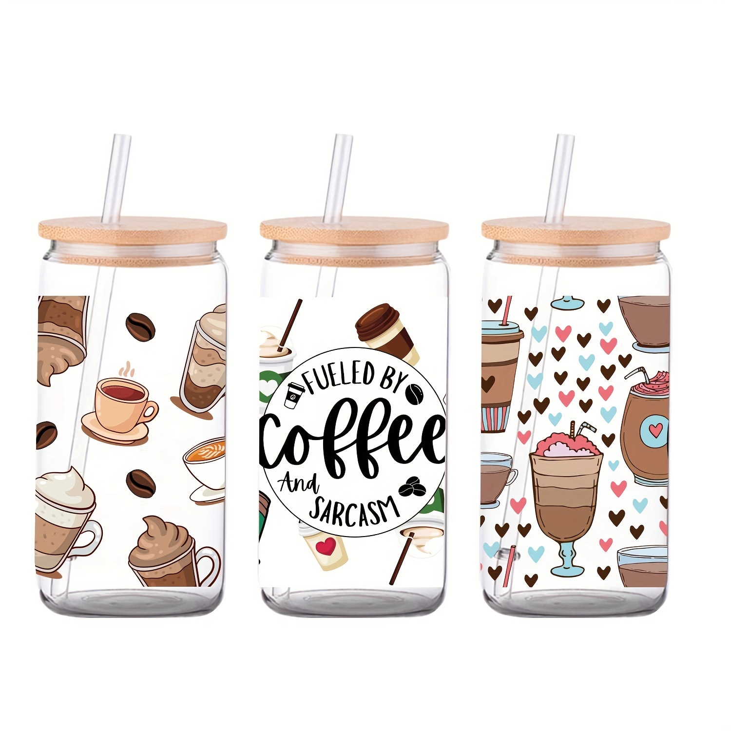 Fueled By Coffee And Sarcasm 16oz Libbey Glass Can Wrap