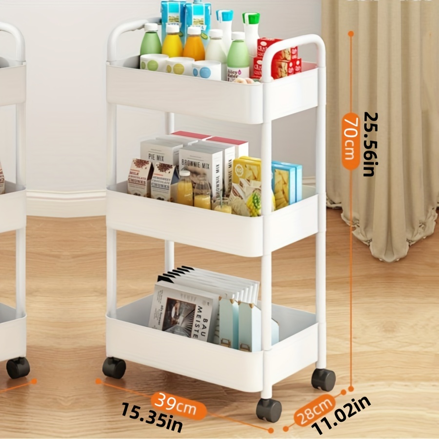 Multi layer Bathroom Shelf With Wheels Utility Rolling Cart - Temu