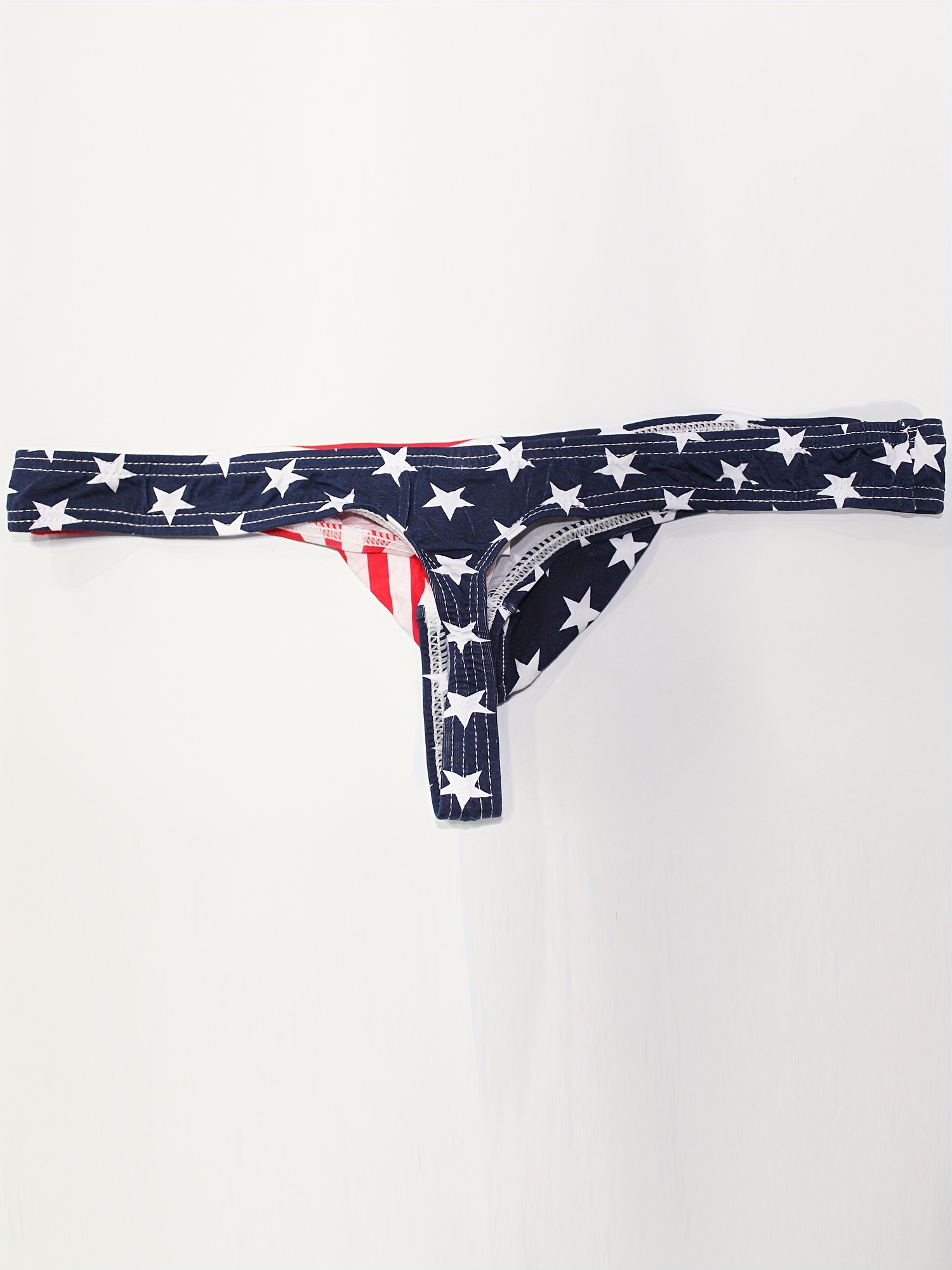 Mens Underwear Thong, USA American Flag with accent Rhinestone, Soft F –  LingerRave