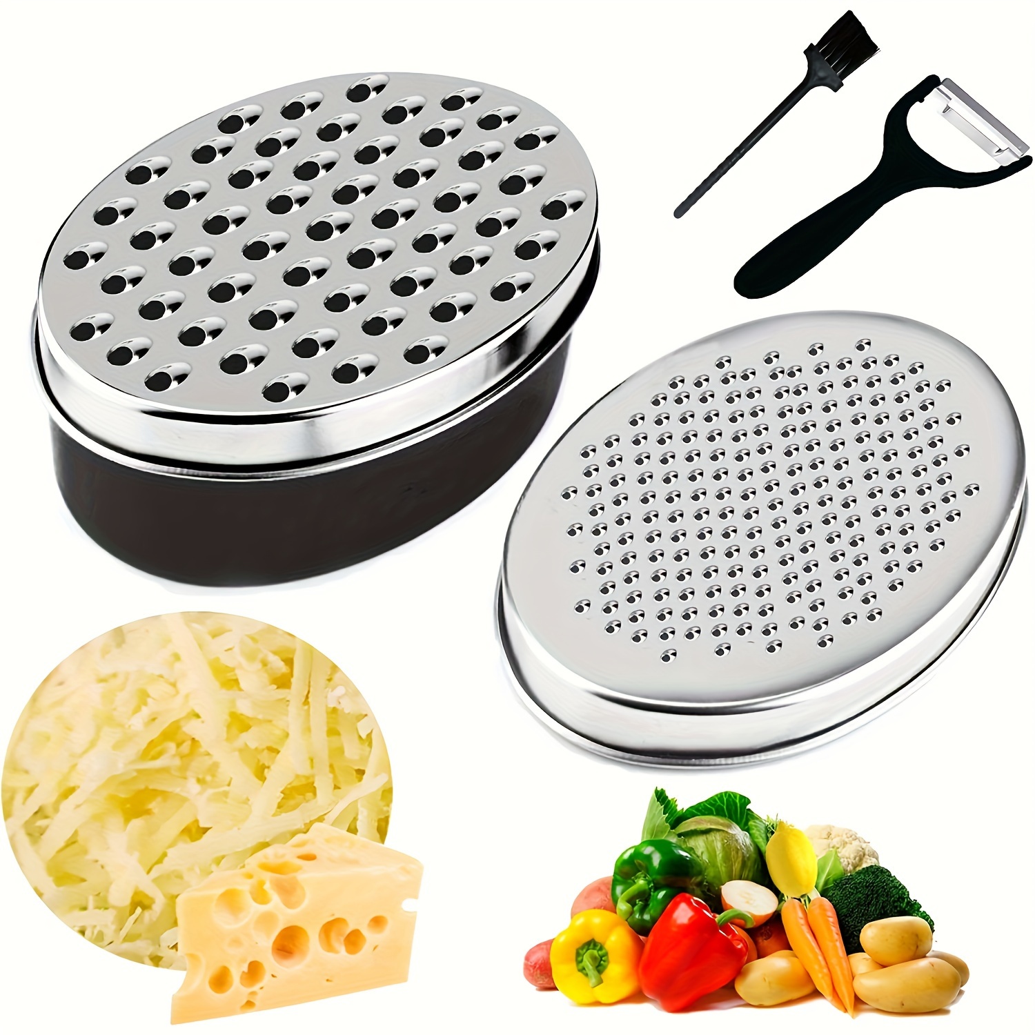 1pc Double-Sided Cheese Grater with Food Storage Container and Lid -  Efficiently Grate Fruits and Vegetables for Easy Preparation