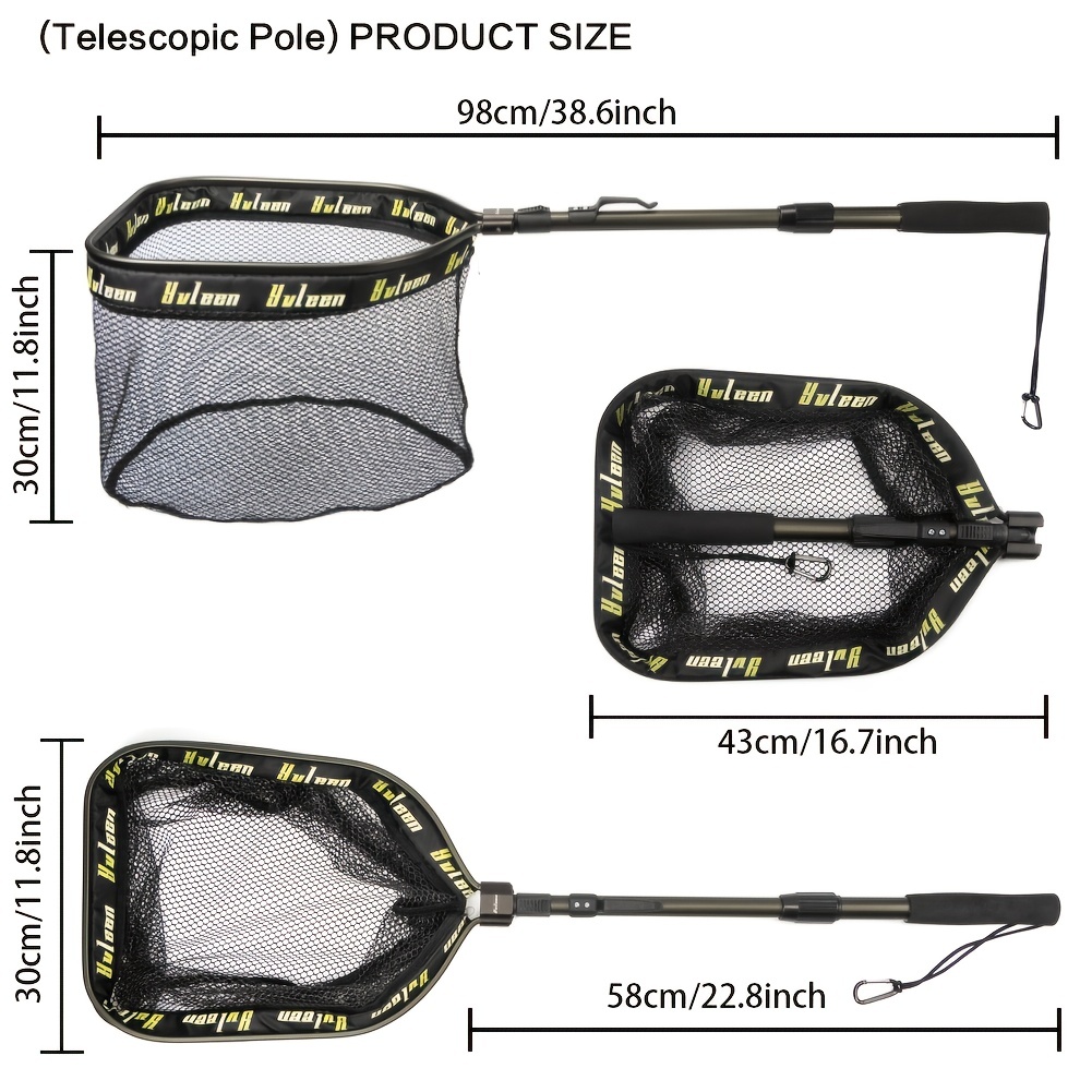 Telescopic Floating Fishing-Net Rubber Coated Landing Net - Good