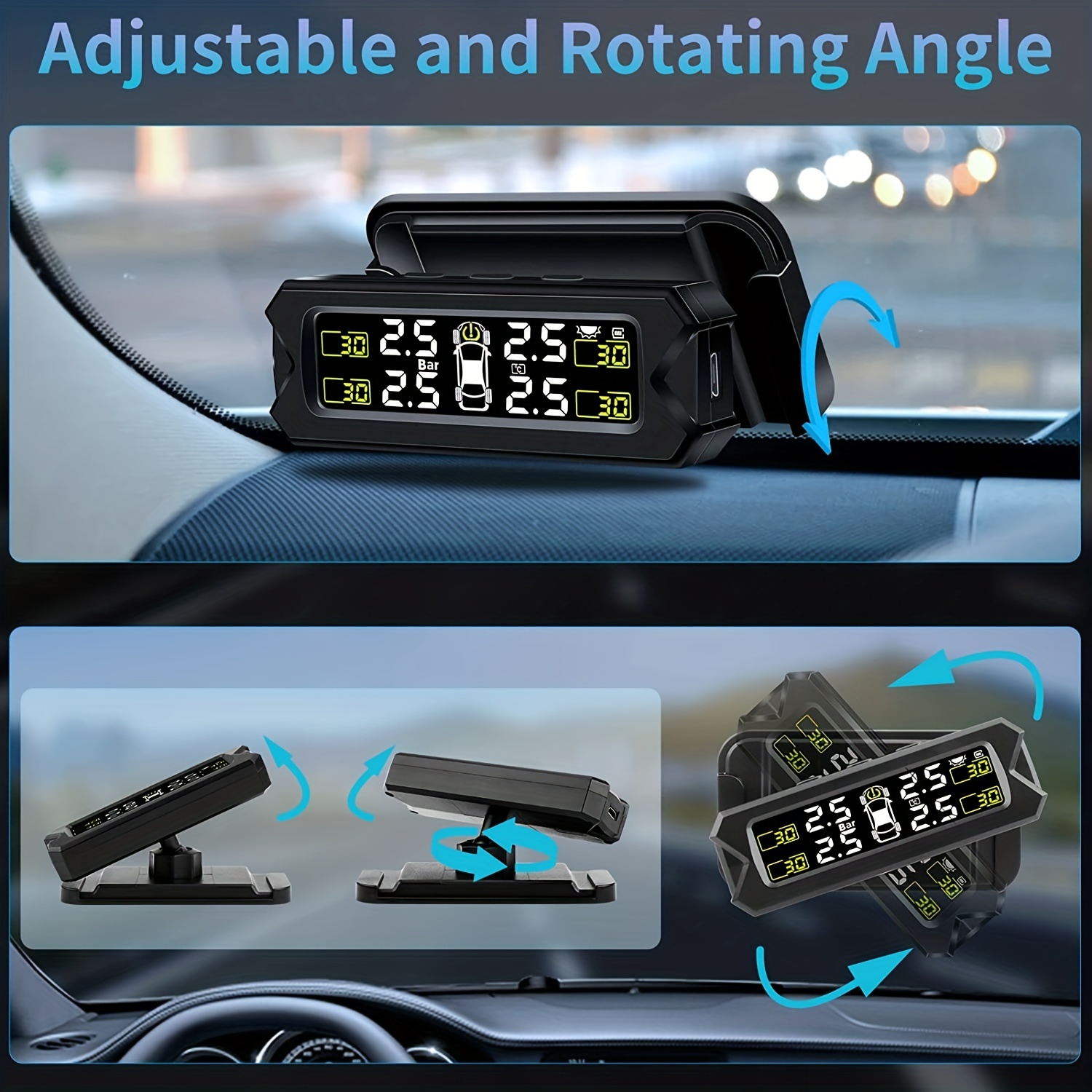iMounTEK Tire Pressure Monitoring System, Wireless Solar TPMS with External Sensors Temperature Alarm for Car SUV Sedan RV