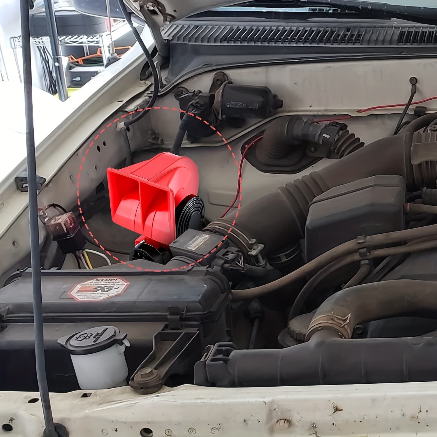 WADEO 12 V 150 dB Bocina de Aire Comprimido, Bocina de Aire de Doble  Trompeta de Zinc Cromado con Compresor para Todos Los Vehículos de 12V,  Camión